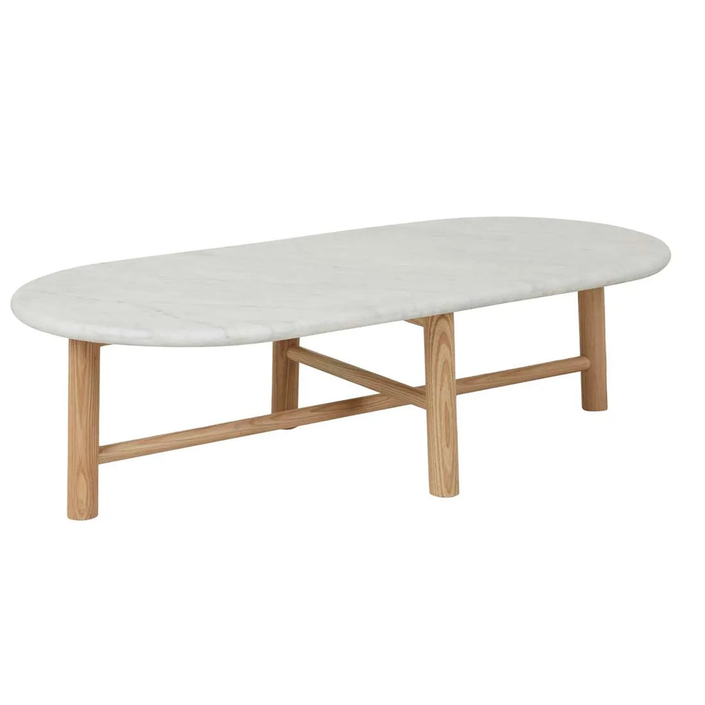 Artie Oval Marble Coffee Table Natural/White
