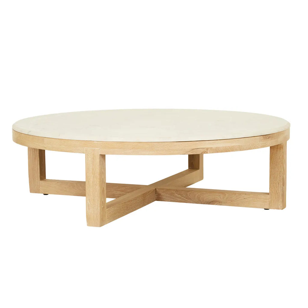 Eyre Coffee Table Large White Marble Oak