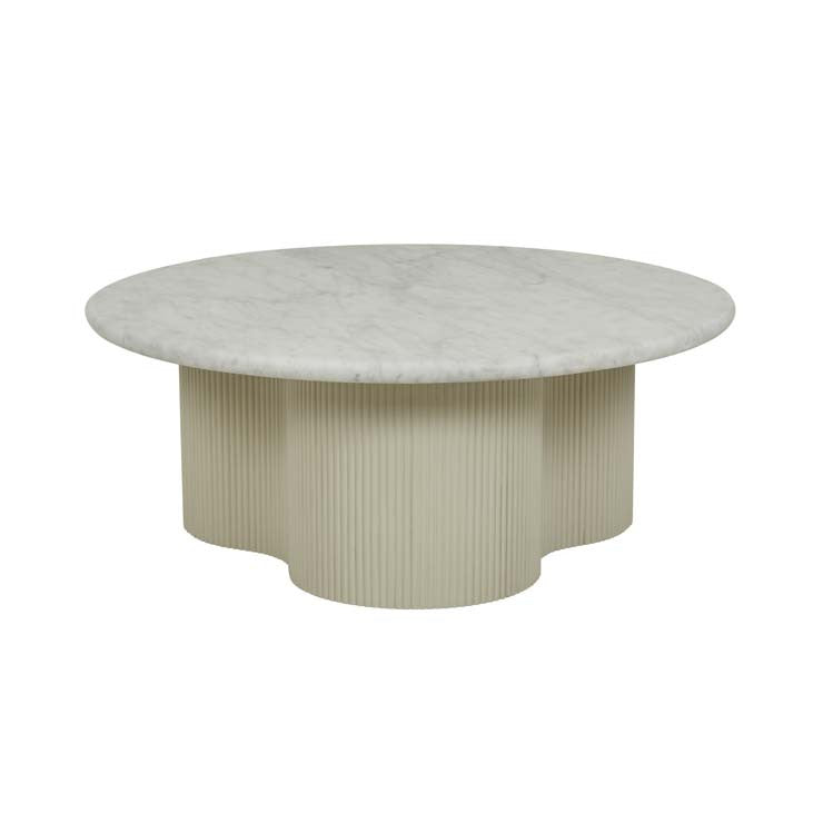 Artie Wave Ripple Coffee Table White Marble