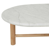 Artie Oval Marble Coffee Table Natural/White