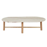 Artie Oval Marble Coffee Table Natural/Brown Vein