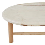 Artie Oval Marble Coffee Table Natural/Brown Vein