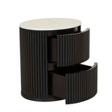 Benjamin Ripple Marble Bedside Table Black/White