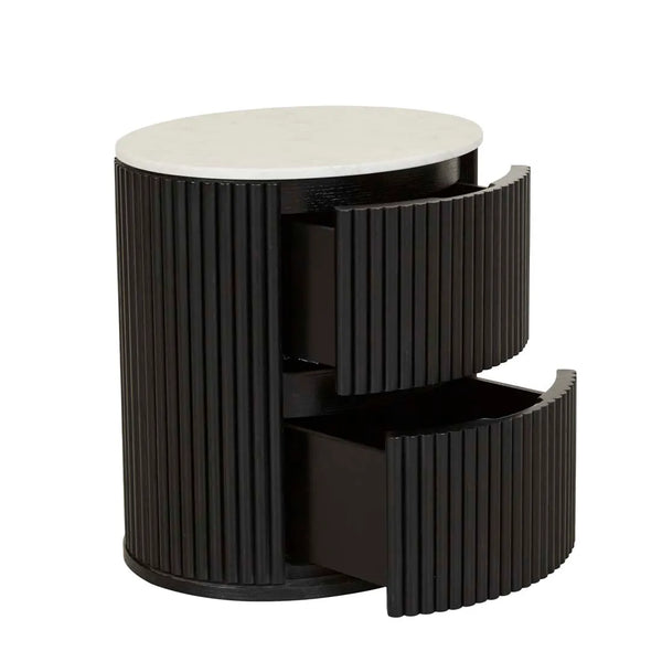 benjamin ripple bedside table black/white – the design library