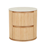 Benjamin Ripple Marble Bedside Table Natural/White