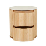 Benjamin Ripple Marble Bedside Table Natural/White