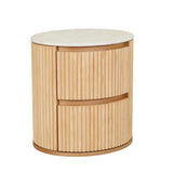 Benjamin Ripple Marble Bedside Table Natural/White