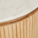 Benjamin Ripple Marble Bedside Table Natural/White
