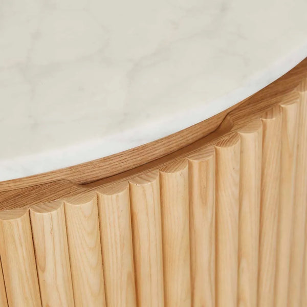 Benjamin Ripple Marble Bedside Table Natural/White – the design library