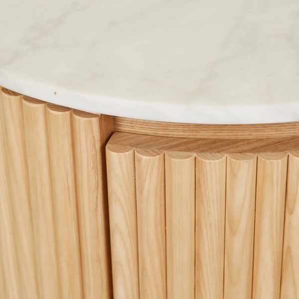 Benjamin Ripple Marble Bedside Table Natural/White – the design library
