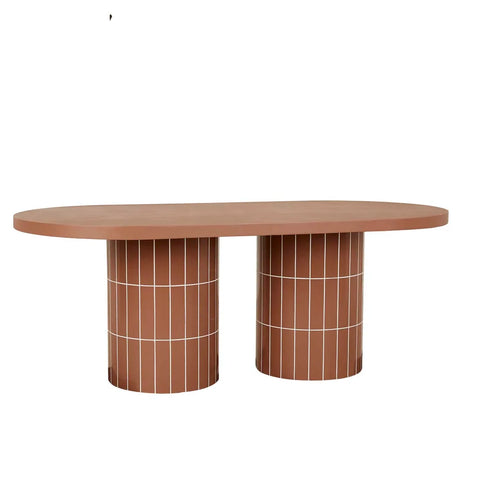 Seville Tile Dining Table Oval Red Glaze