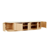 Oberon Crescent Marble Entertainment Unit Natural 2100mm