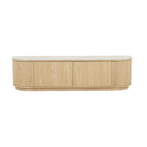 Oberon Crescent Marble Entertainment Unit Natural 1800mm