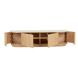 Oberon Crescent Marble Entertainment Unit Natural 1800mm
