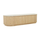 Oberon Crescent Marble Entertainment Unit Natural 1800mm
