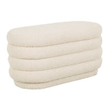 kennedy ribbed oval ottoman beige boucle
