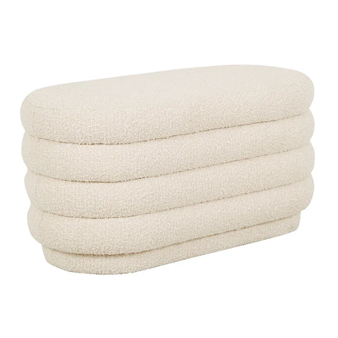 kennedy ribbed oval ottoman beige boucle