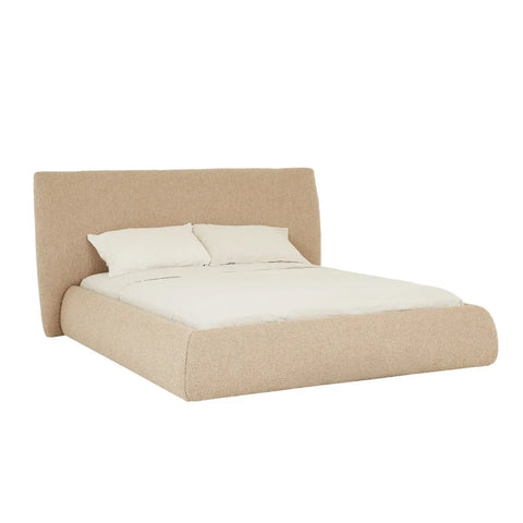 Madrid Curve Bed Queen Beige Chunky Boucle