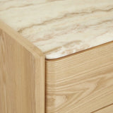 Pearce Marble Bedside Tall Travertine Natural