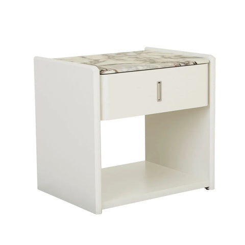 Pearce Marble Bedside One Drawer Bone