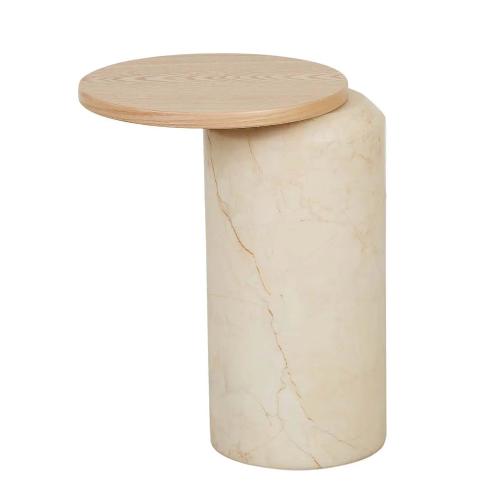 pablo side table natural/brown vein marble