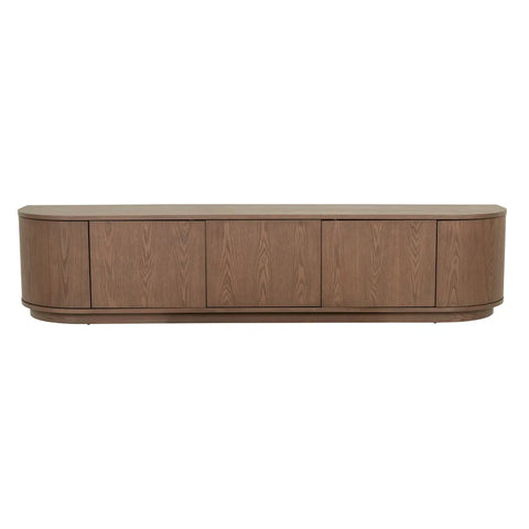 Oberon Crescent Entertainment Unit Smoked Ash 2100mm
