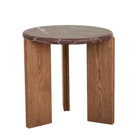 Ray Marble Side Table Smoked Rouge