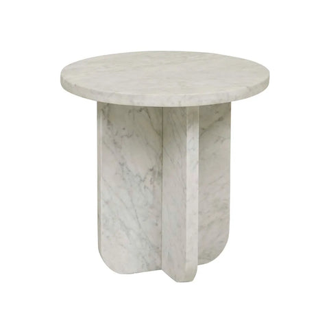 Amara Curve Side Table White Marble