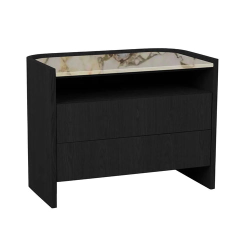 Elsie Two Drawer Bedside Ebony