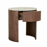 Oberon Crescent Marble Bedside Smoked Ash