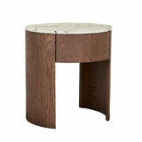 Oberon Crescent Marble Bedside Smoked Ash