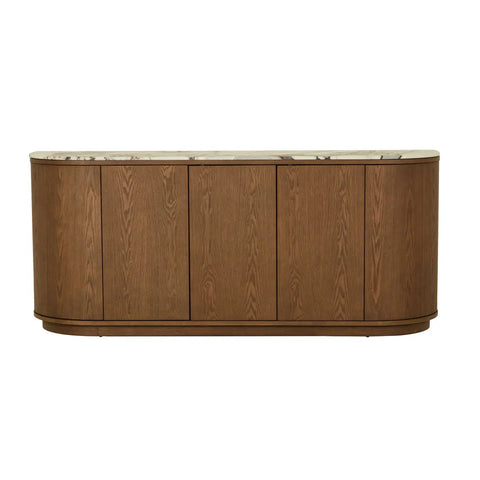 Oberon Crescent Marble Buffet Smoked Ash