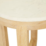 Eyre Side Table White Marble Oak