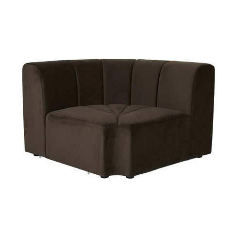 Juno Channel Round Corner Sofa Cocoa Velvet