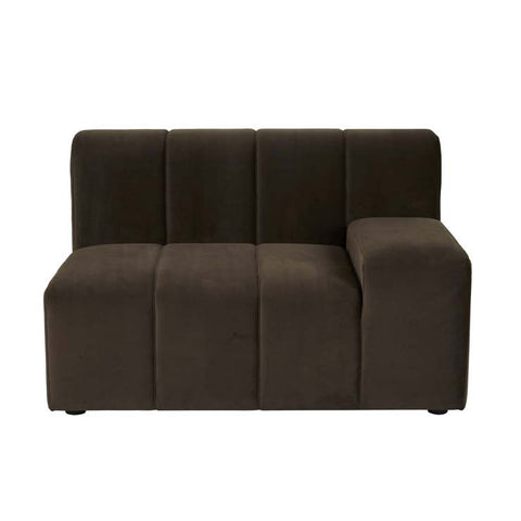 juno channel right arm sofa cocoa velvet