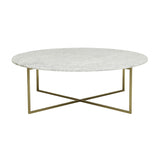 elle luxe marble coffee table white on brushed gold frame