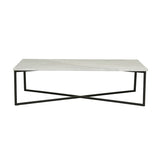 elle luxe marble rectangular coffee table white on black frame