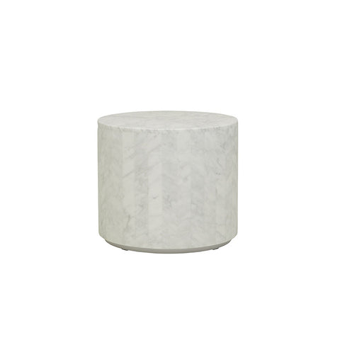 Elle Block Round Side Table White