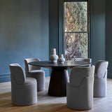 classique round dining table matt dark oak eight seat