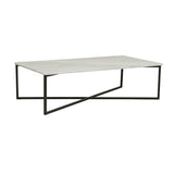 elle luxe marble rectangular coffee table white on black frame