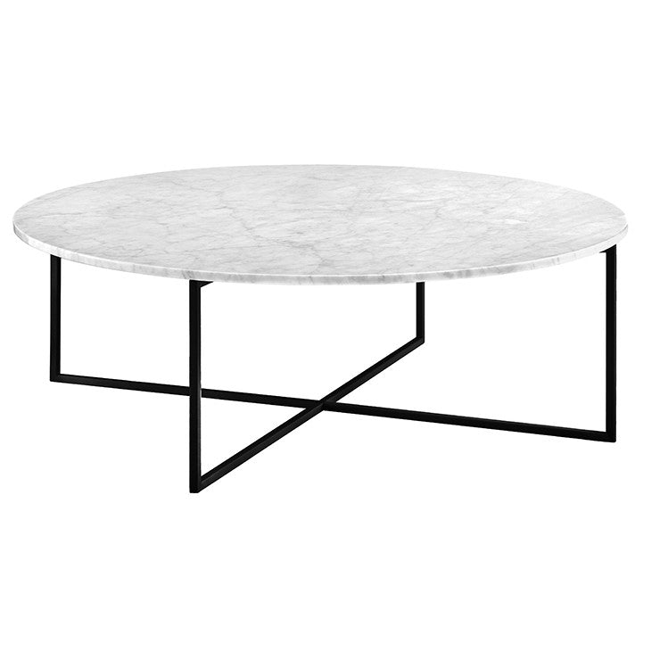 elle luxe marble coffee table white on black frame