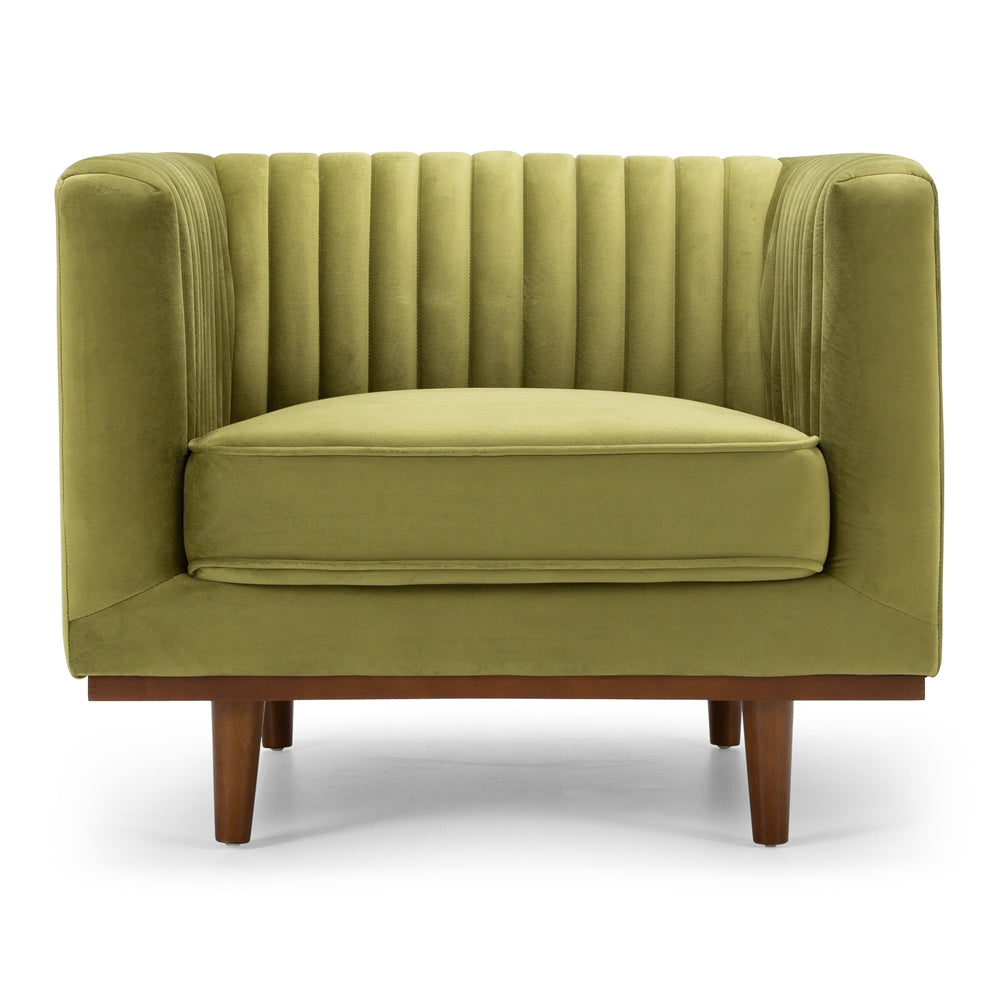 stitched luxe velvet sofa chair pale green
