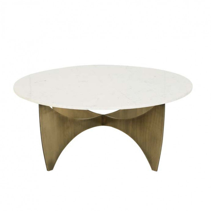 verona allure coffee table white marble/antique brass