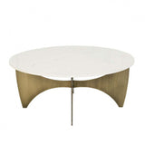 verona allure coffee table white marble/antique brass