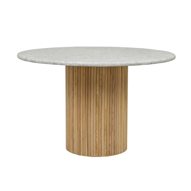 benjamin ripple marble dining table white/natural 1200mm