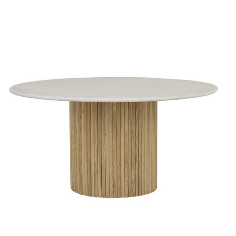 benjamin ripple marble dining table white/natural 1500mm