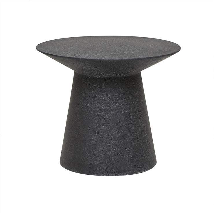 livorno round side table black speckle