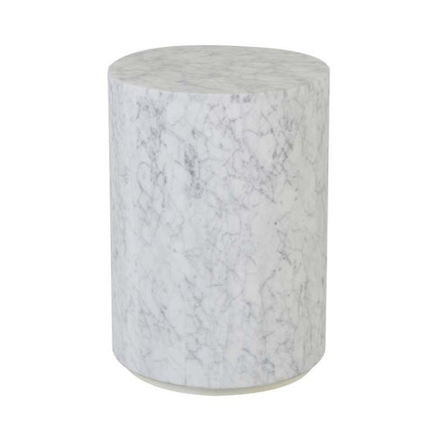 Elle Block Round Side Table Tall White