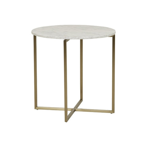 elle luxe marble side table white on brushed gold frame