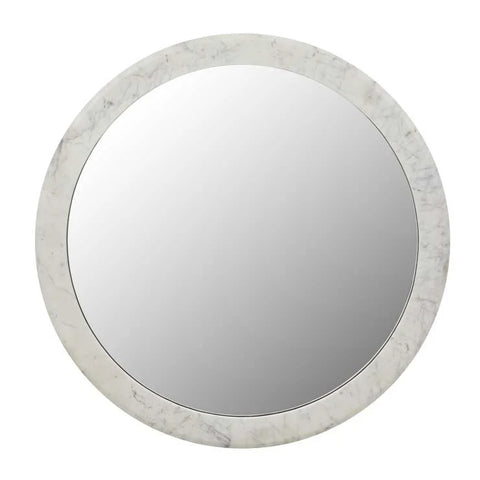 Rufus Round Mirror Grey Vein Marble